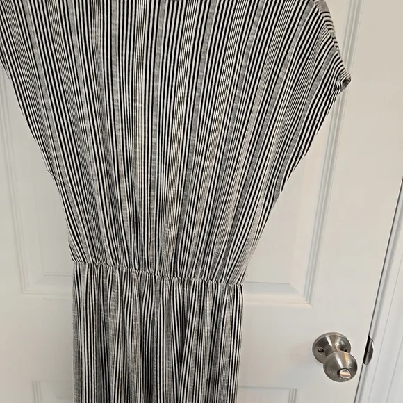 Caution To The Wind Striped Black and White Jumpsuit Medium Belted - Picture 8 of 11